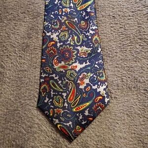 Blue, Yellow, Red Printed Tie New.